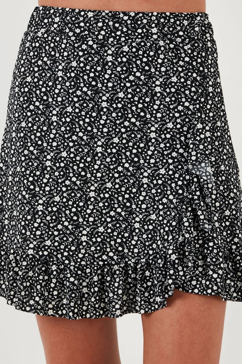 ليلا Patterned Flounce High Waist Skirt Women's Skirt 5864152