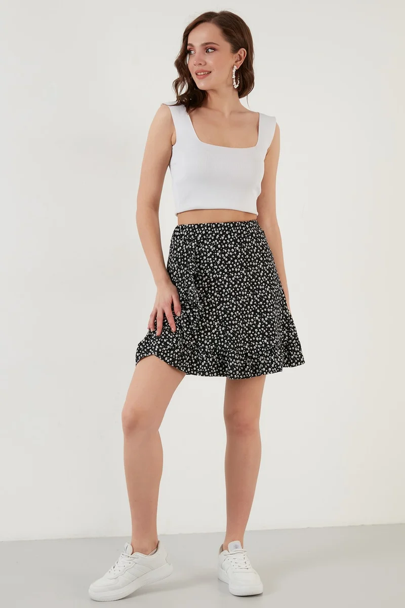 ليلا Patterned Flounce High Waist Skirt Women's Skirt 5864152