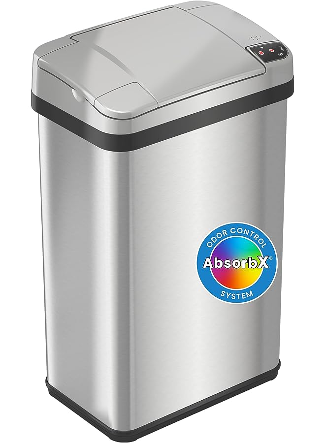 Raxoom 4 Gallon Sensor Trash Can with Odor Filter and Fragrance, Touchless Automatic Stainless Steel Waste Bin, Perfect for Office and Bathroom - Image 1