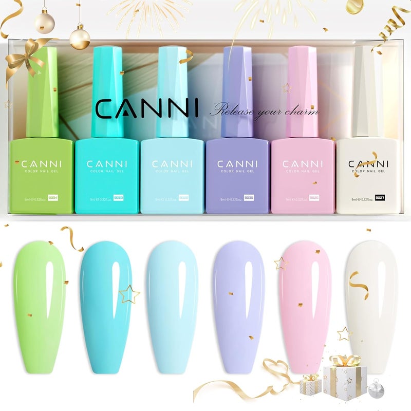 CANNI 9ml HemaFree Gel Nail Polish Set 6Pcs Nail Gel Manicure Kit Soak Off LED Polish DIY at Home Salon Gifts for Women Girls 2305 - Image 1