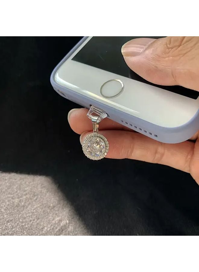 Silvery Zirconia Phone Charging Port Dust Plug Compatible with iPhone 6 to 14 Models - Image 2