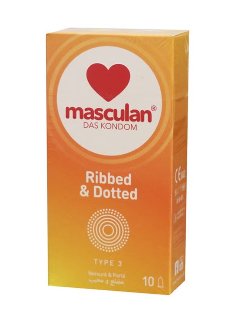 Masculan Condoms - 10 Ribbed and Squidgy - Image 1