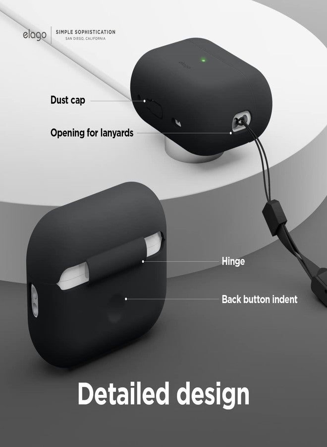 elago Compatible with AirPods Pro 2, Silicone Case with Lanyard, Front LED Visible, Fabric Lanyard Included (Black) - Image 4