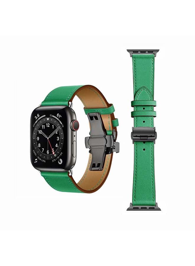 vesus Genuine Leather Replacement Band for Apple Watch Series 1/2/3/4/5/6/SE 38/40mm Green