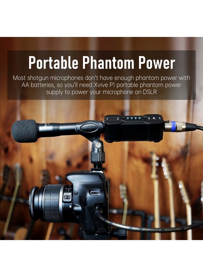 Xvive P1 Phantom Power Supply for Microphone Preamp,Condenser Microphones,Shotgun Mic,with XLR Cable - Image 4