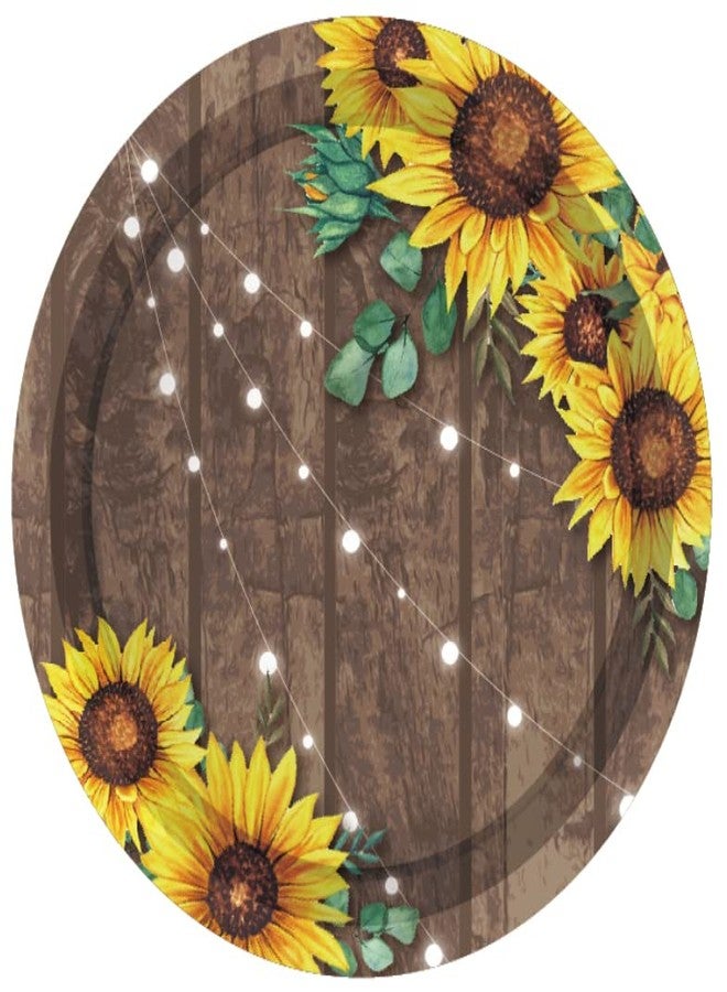 Lide Road Sunflower Wood Grain Plates and Napkins Serves 24 Gusets 64 Pcs Sunflower Party Decorations Disposable Tableware Set Paper Dinner Dessert Cake Plates Napkins for Sunflower Wood Grain Party Supplies - Image 4