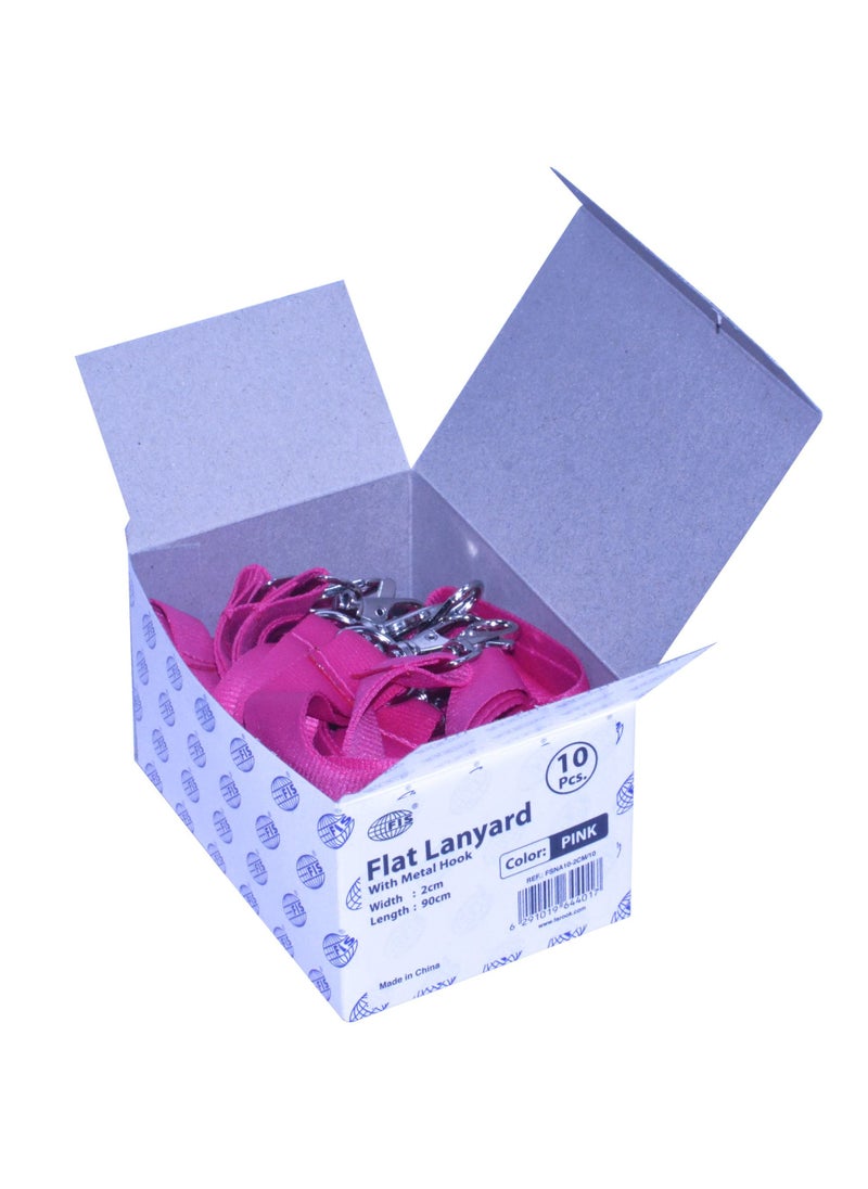 FIS - 10-Piece FIS Flat Lanyard Pink with Metal Hook 2X90cm - FSNA10-2CM/10 - Image 1