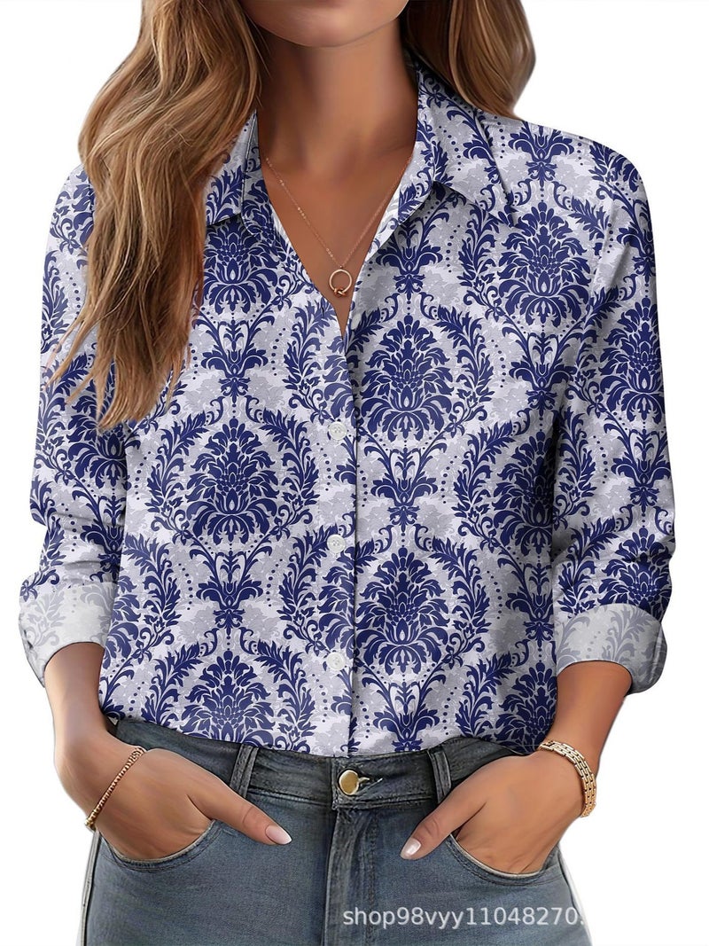Independent Station Women'S Shirt 3D Printing Floral Loose Shirt Women'S Top - Image 5