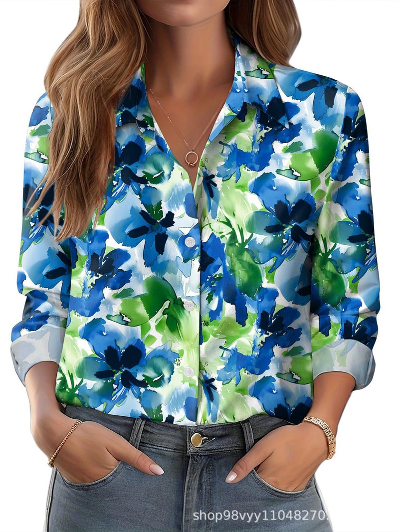 Independent Station Women'S Shirt 3D Printing Floral Loose Shirt Women'S Top - Image 2