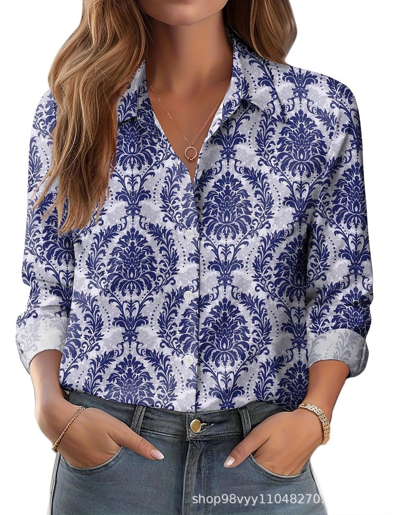 Independent Station Women'S Shirt 3D Printing Floral Loose Shirt Women'S Top - Image 1