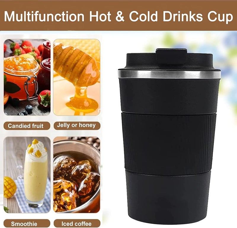 12 oz vacuum stainless steel insulated coffee cup leak-proof spill-proof portable accompanying Cup Black - Image 2