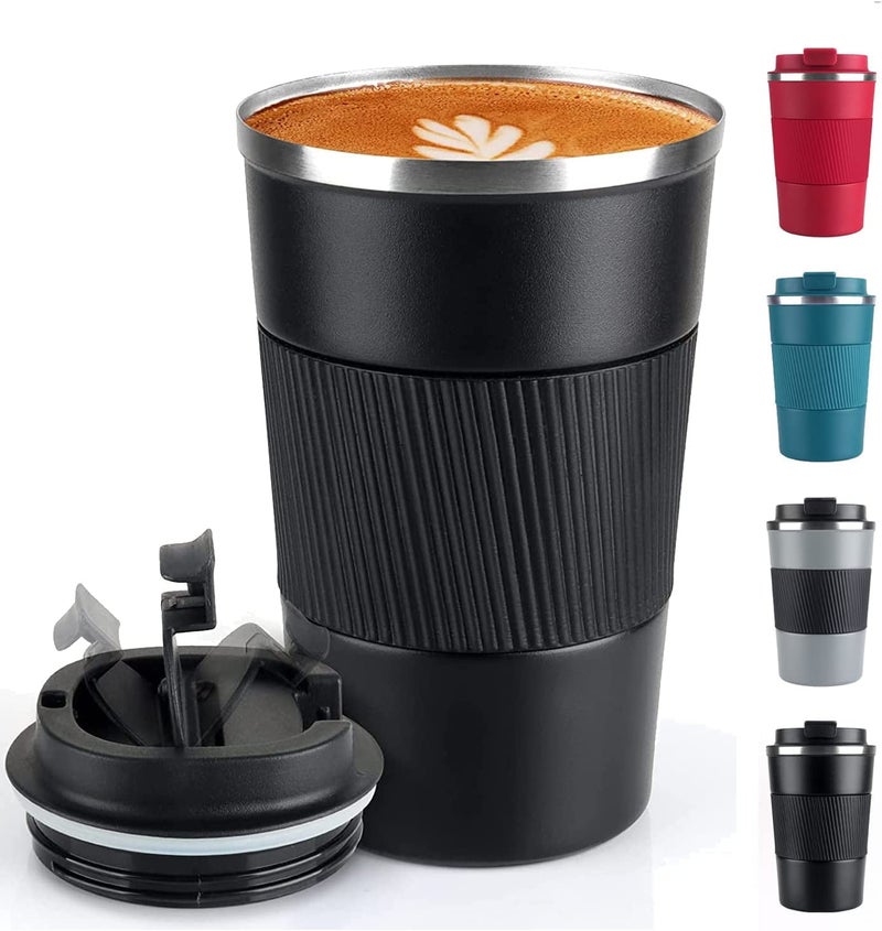 12 oz vacuum stainless steel insulated coffee cup leak-proof spill-proof portable accompanying Cup Black - Image 1