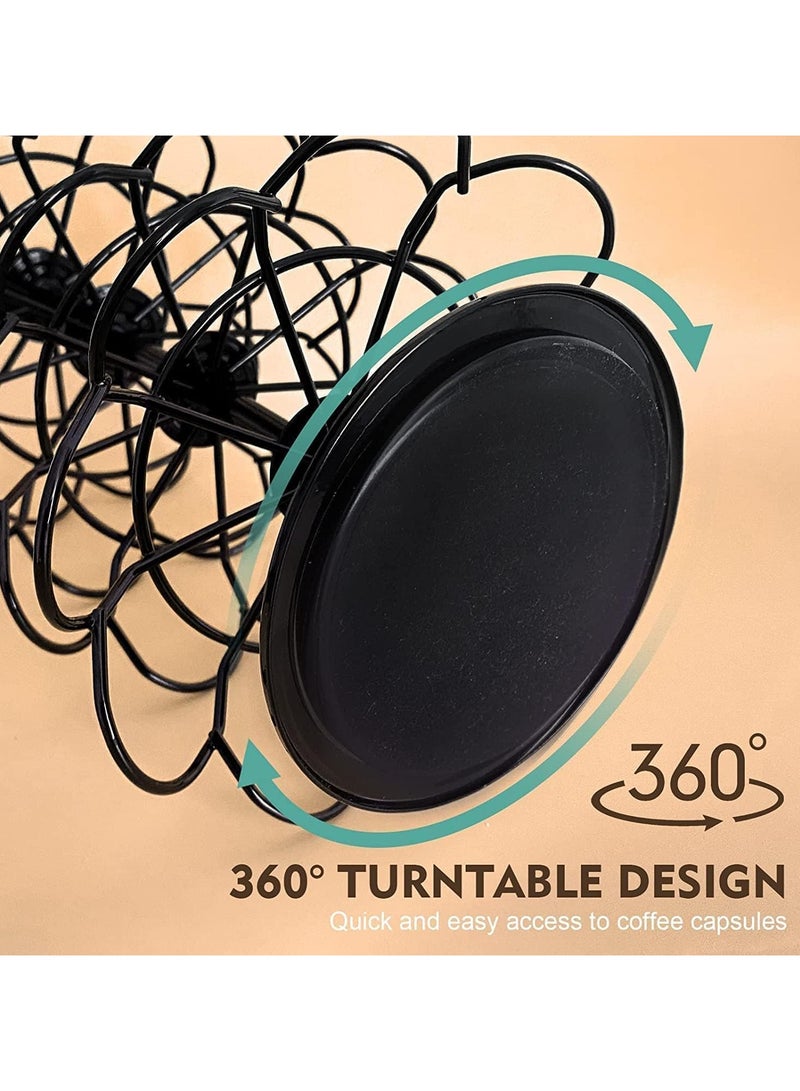 BLOOMING TIME 360 Degree Rotating Coffee Capsule Holder Coffee Pod Stand For Max 36Pcs, Black - Image 4
