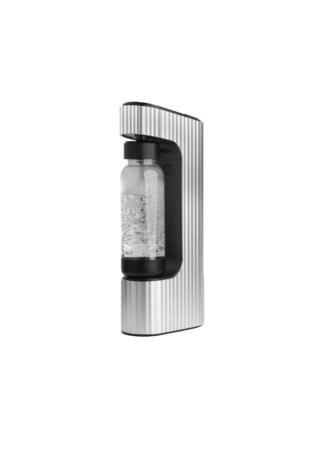Seleo QARBO Soda Maker, Modern Italian Design, Aluminium Body with Anodised Finish, BPA-Free Bottle with Airplus Cap, Silver. - Image 1