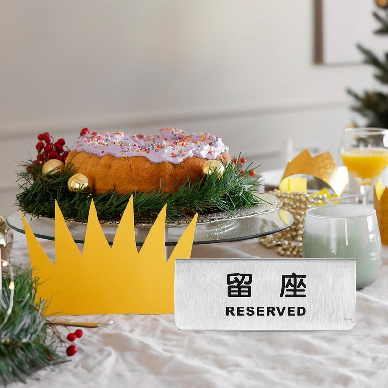 Double Sided Stainless Steel Reserved Sign Table Number Card For Restaurant Hotel Dining Conference Room - Image 5