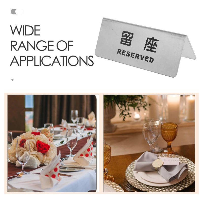 Double Sided Stainless Steel Reserved Sign Table Number Card For Restaurant Hotel Dining Conference Room - Image 4