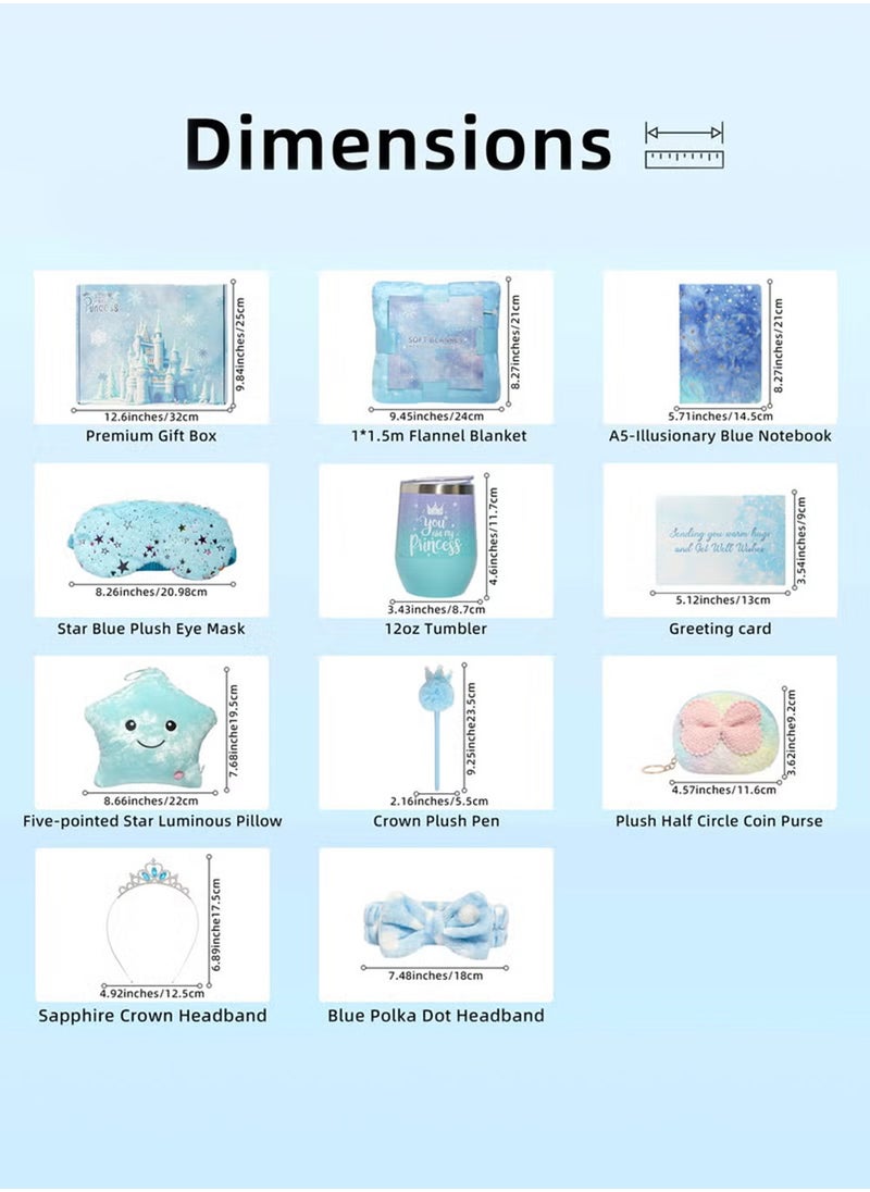 EzzySo 10 Piece Princess Gift Set Gift Set for Girls, Birthday Gifts, Back-to-School Gifts, Graduation Gifts, and Girls' Toys for Ages 4 to 18  Set Creative Blue Gifts  - Image 2
