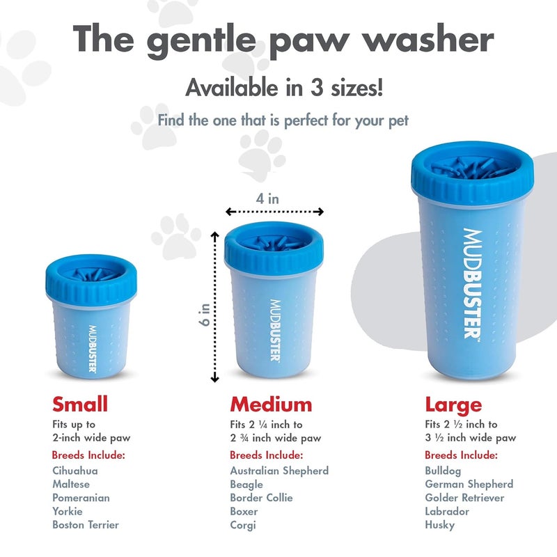 Dexas MudBuster Portable Dog Paw Washer/Paw Cleaner, Medium, Pro Blue, Model:PW7102194 - Image 3