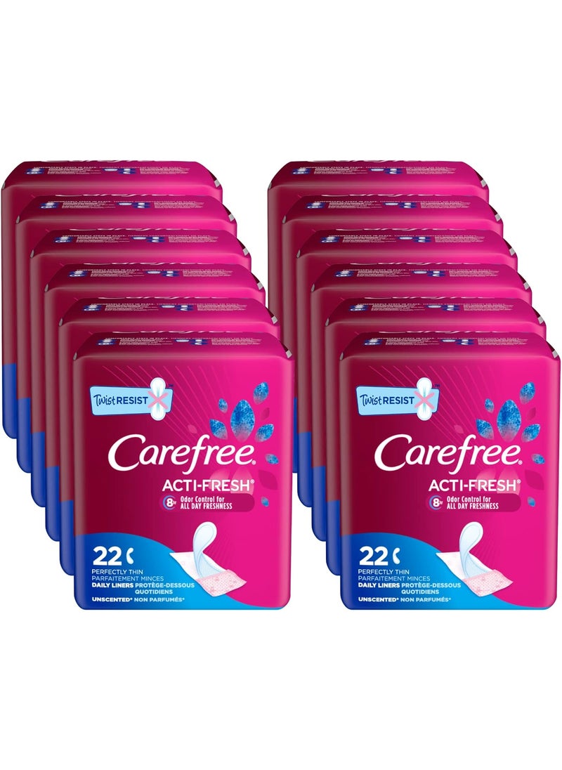 Carefree Carefree Acti-Fresh Panty Liners, Thin to Go, Unscented, 22 Count (Pack of 12) 