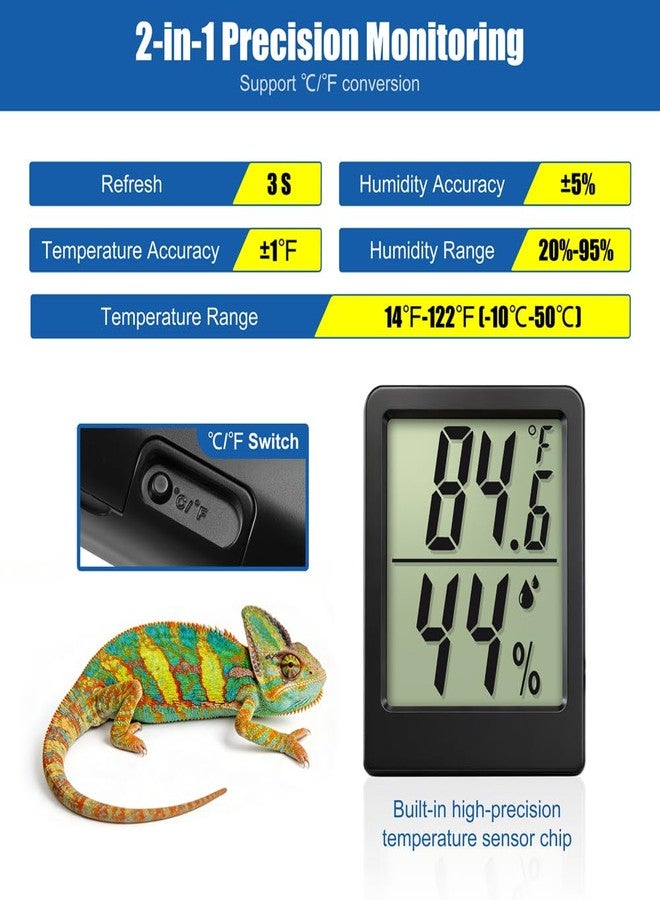 Novique Reptile Thermometer Hygrometer LCD Digital Terrarium Thermometer and Humidity Gauge 2-in-1 Temperature and Humidity Monitor for Reptile Snake Tank Accessories Pet Rearing Box Bearded Dragon - Image 2