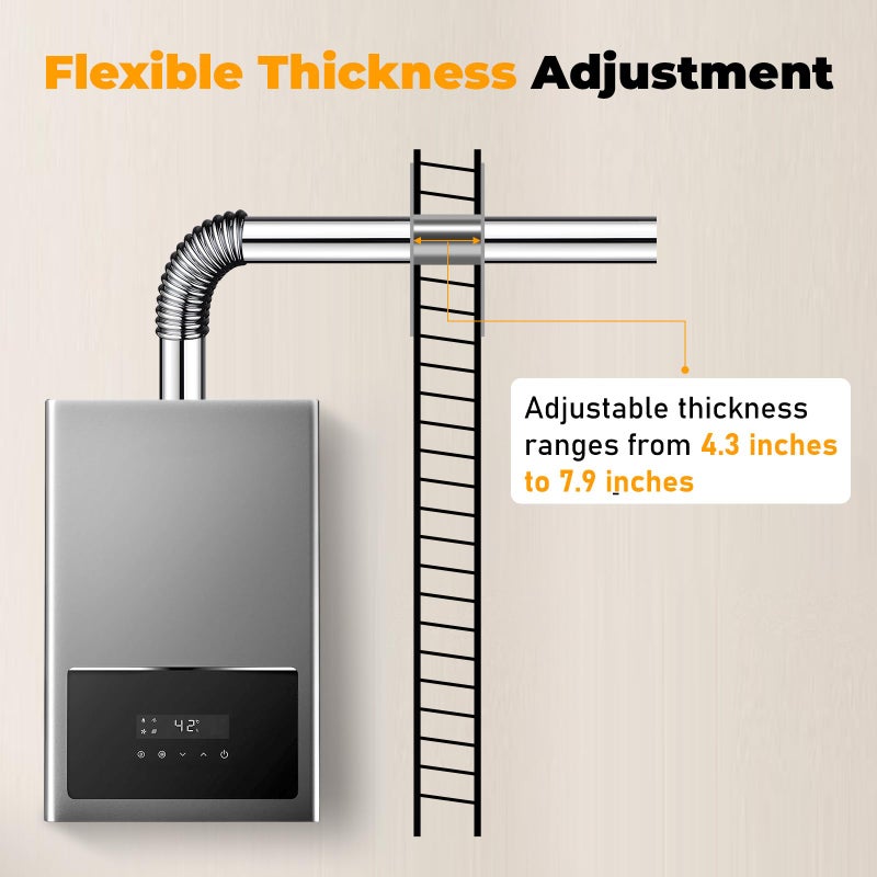 Bghdas 2.36'' Wall Thimble Stainless Steel Wall Thimble for Indoor Gas Water Heater, Wall-Mounted Exhaust Pipe, Double Wall Pipe Ventilation Design - Image 3