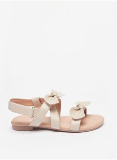 Girls Bow Accent Sandals with Hook and Loop Closure