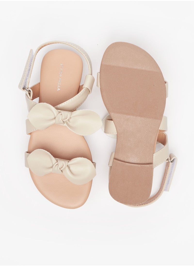 Flora Bella By Shoexpress - Girls Bow Accent Sandals with Hook and Loop Closure - Image 1