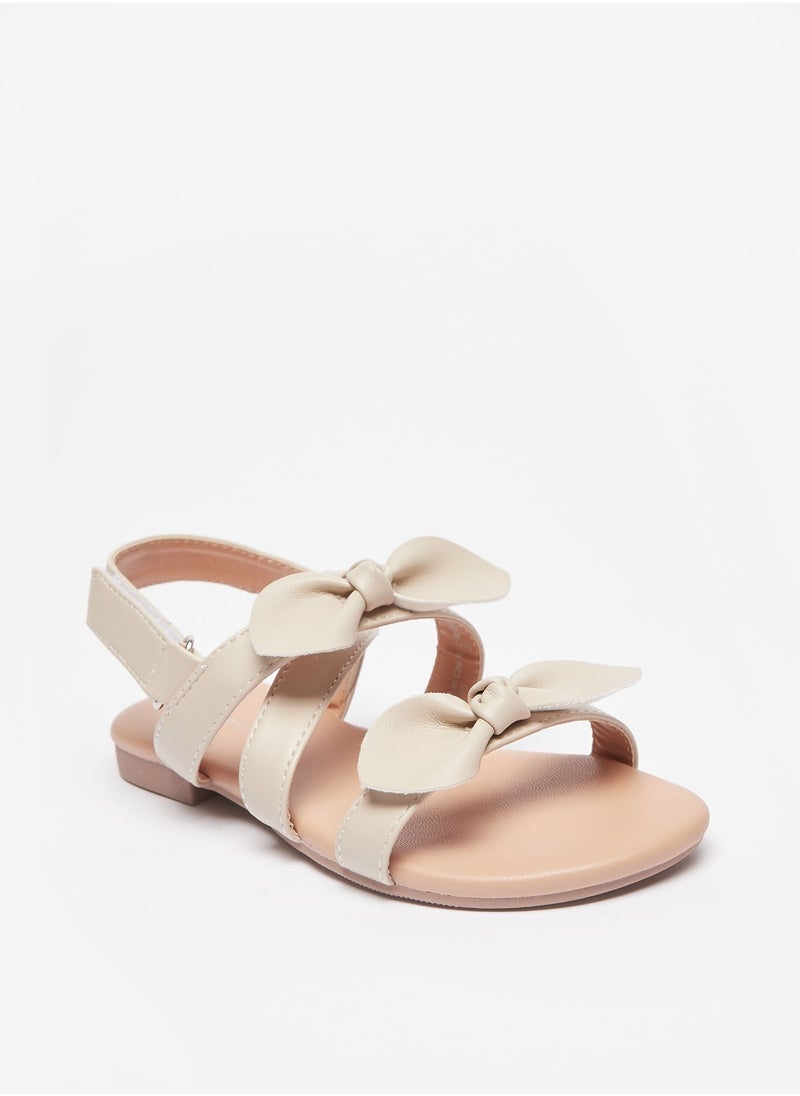 Flora Bella By Shoexpress - Girls Bow Accent Sandals with Hook and Loop Closure - Image 1