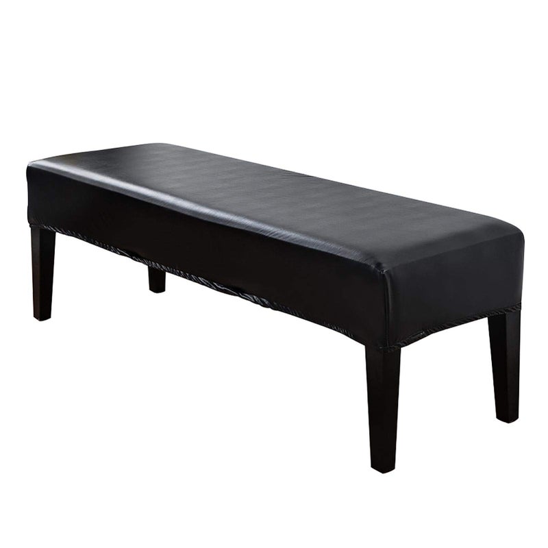 CALIDAKA PU Leather Bench Cover Elastic Soft Stretch Bench Slipcover Removable Washable Bench Seat Furniture Protector Fit 42125394inch BenchBlack