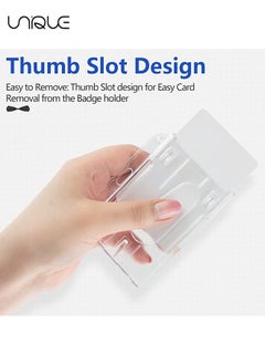 Unique 5 PCS - Reversible Card Badge Holder with Thumb Slot, Hard Clear PC Case for Office, Student ID, Credit Card, Driver's License & Pass  - Image 5