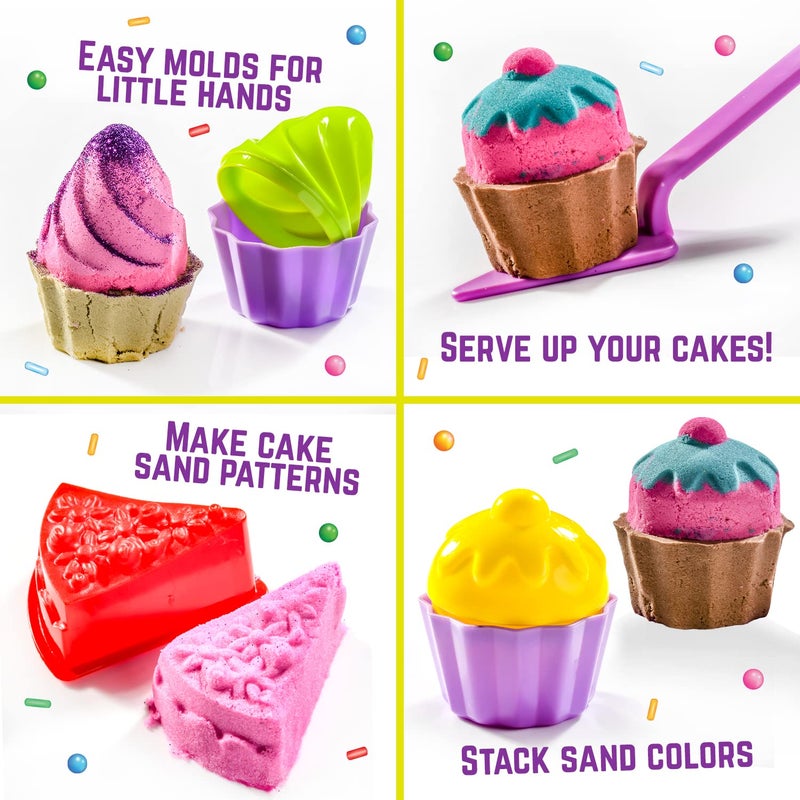 GirlZone Sweet Cakes Moldable Sensory Sand Kit for Toddlers Age 3-5 - 2lbs & 17 Sandbox Tools - Moldable Play Sand Toys for Kids - Image 5