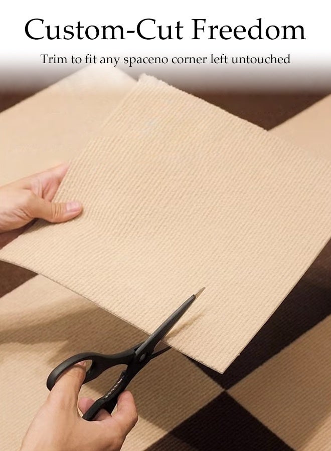 DUNISO 30Pcs Puzzle Rug Tiles 2 Color Self-adhesive Puzzle Carpet Blocks Thickening Ultra Soft Area Rug Non Slip Easy DIY Installation Seamless Floor Tiles Rug Soft Padded Flooring Sticker or Bedroom Living Room Office etc - Image 3