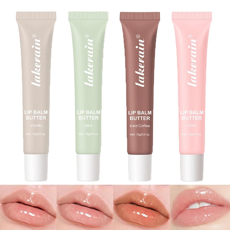 Dulele Glossy Lip Butter Balm 4 Colors Peptide Lip Tint Lip Stain Moisturizing Lip Gloss Hydrating Lip Glow Oil Nourishing Lip Care  Repair Lip Mask