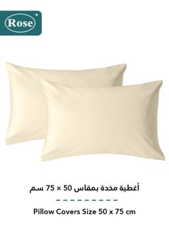 Rose Rose Luxurious Plain Fitted Sheet with Deep Pockets and Pillow Cases, Bed Sheet 3-Pieces Set, Soft & Cozy Microfiber Breathable and Cooling, King Size 200x200+38 cm, Off White  - Image 4