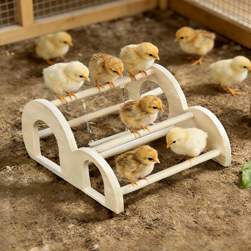 Enrichoice Chicken Perch with Swing Mirror Waterproof PVC Roosting Stand for Hens Activity Gym for Chick Toys Bantams Durable EasyClean Coop and Brooder - Image 2