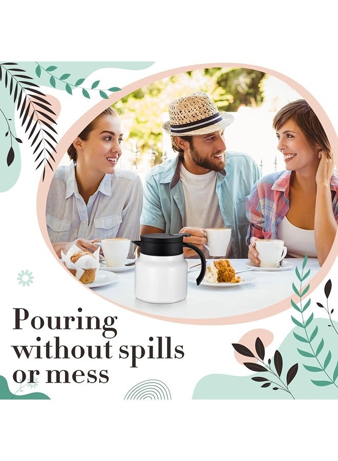 ShebSheb 1L Thermal Coffee Carafe For Keeping Hot/Cold Stainless Steel Small Coffee Creamer Container Double Wall Vacuum Insulated Tea Pot Beverage Dispenser For Milk Hot Chocolates - Image 5