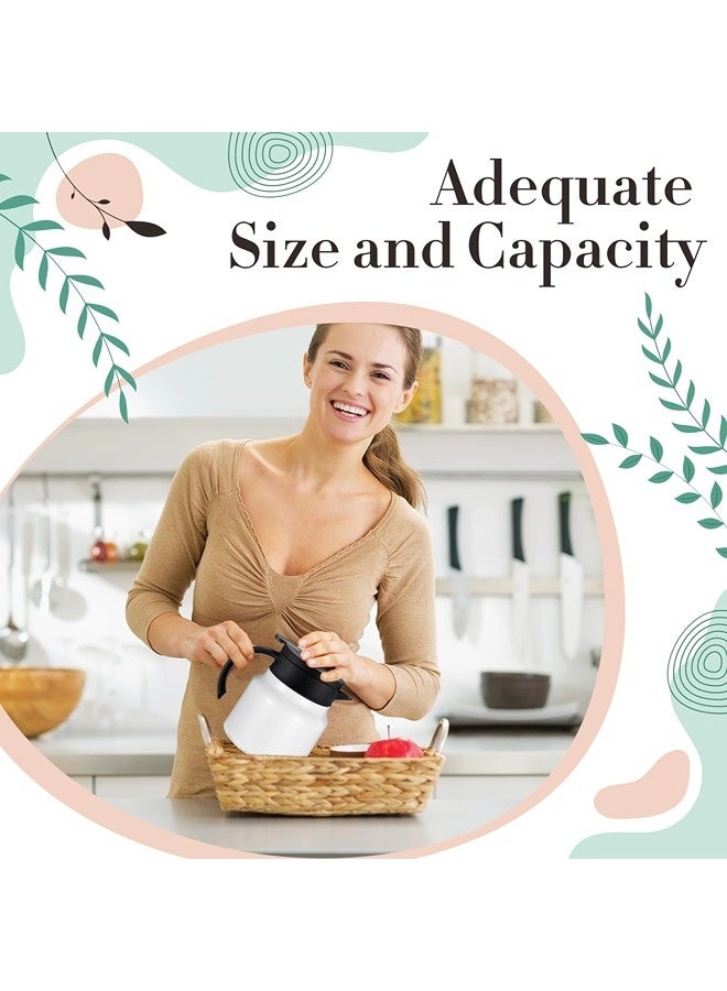 ShebSheb 1L Thermal Coffee Carafe For Keeping Hot/Cold Stainless Steel Small Coffee Creamer Container Double Wall Vacuum Insulated Tea Pot Beverage Dispenser For Milk Hot Chocolates - Image 4