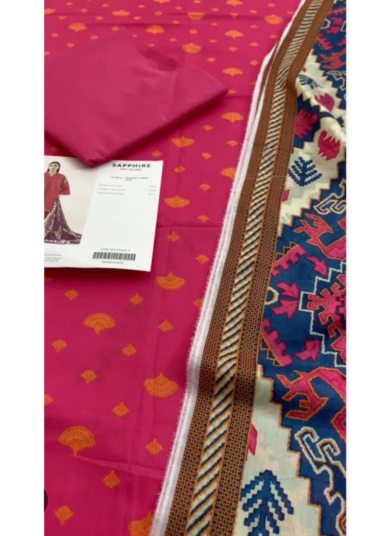 Fabric Pakistani Printed Unstitched Lawn Dress 3 Piece - Image 2