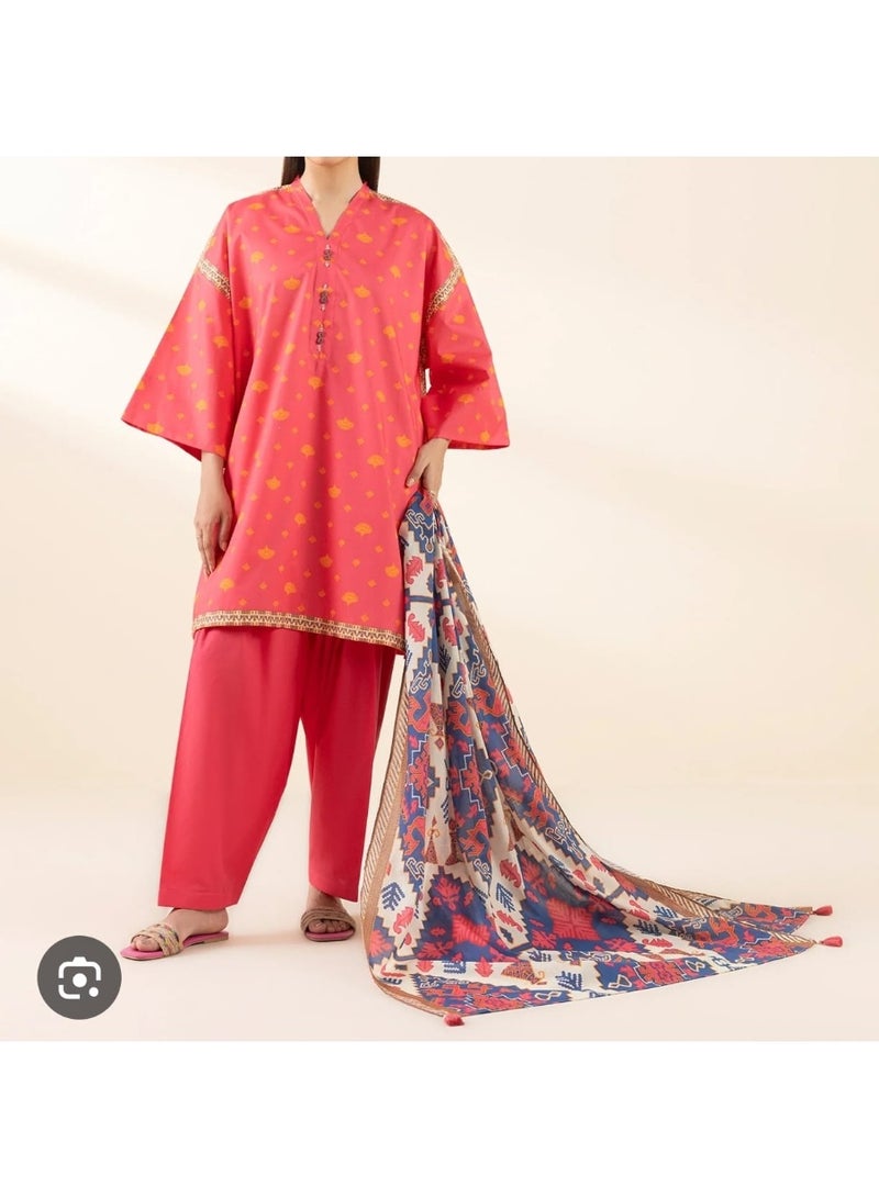Fabric Pakistani Printed Unstitched Lawn Dress 3 Piece - Image 1