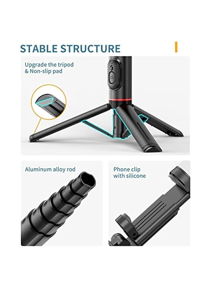 erorex 85cm Selfie Stick with Light, Extendable All in One Phone Tripod Integrated with Wireless Remote, Tripod Stand Compatible with All Cell Phones (Q12s Black)  - Image 3