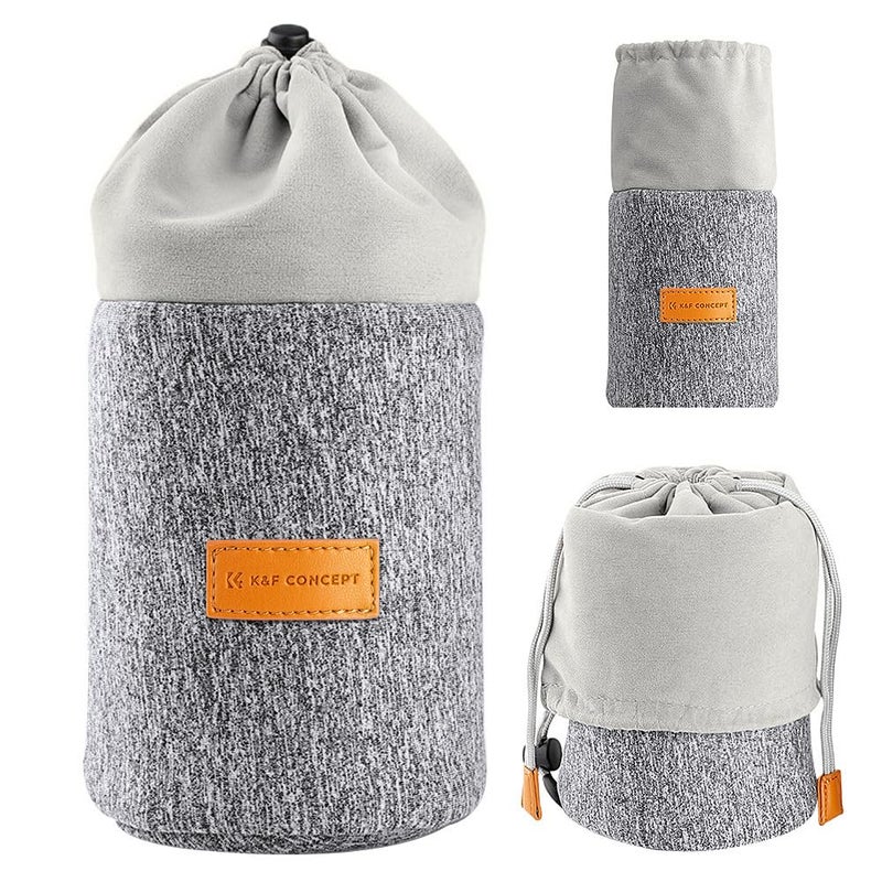 K&F CONCEPT Lens Pouch 2-in-1 Expandable Camera Lens Bag Case Compatible for Canon Lenses 75-300mm, Nikon, Sony, Pentax, Olympus Camera Lens 10 x 18cm Protective Neoprene Soft Plush for DSLR Lenses - Image 1