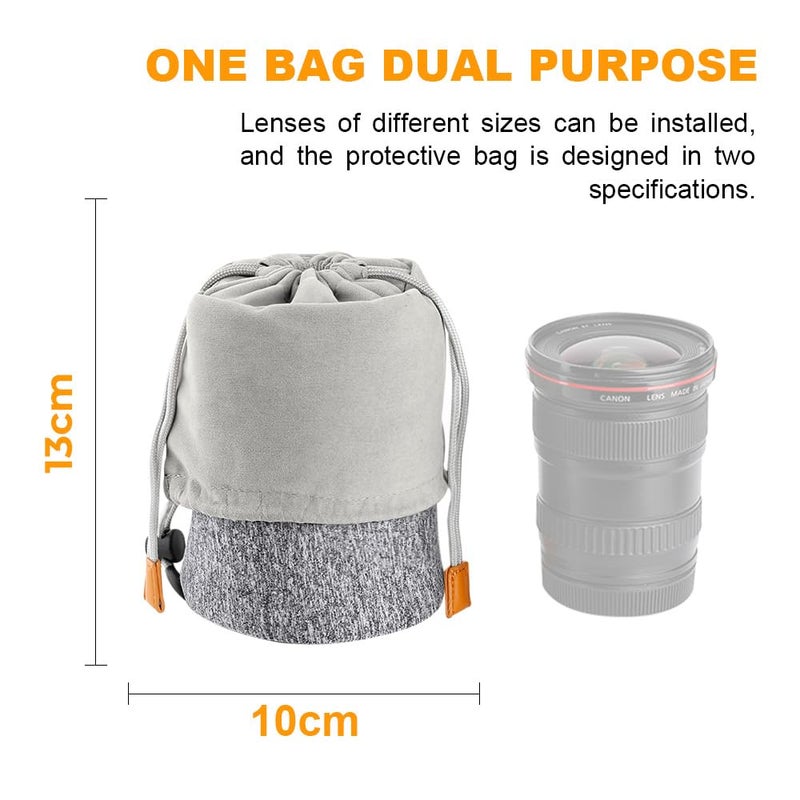 K&F CONCEPT Lens Pouch 2-in-1 Expandable Camera Lens Bag Case Compatible for Canon Lenses 75-300mm, Nikon, Sony, Pentax, Olympus Camera Lens 10 x 18cm Protective Neoprene Soft Plush for DSLR Lenses - Image 3