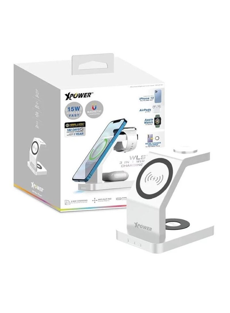 Xpower 3in1 15w Wireless Charging Stand White - Image 2