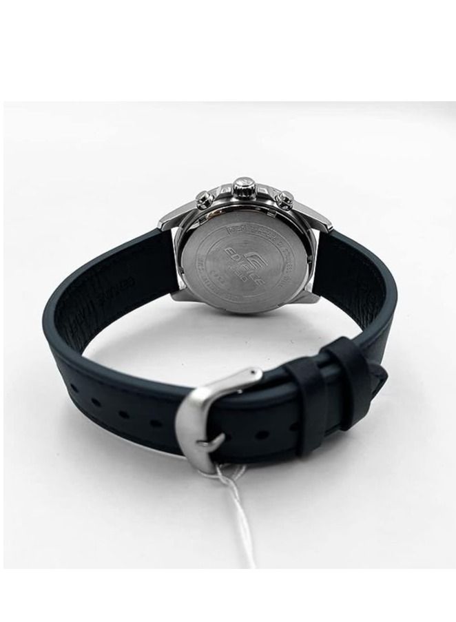 Casio Men Watch Edifice Chronograph Black Dial Date Display Leather Band EFR-526L-2CVUDF - Image 4