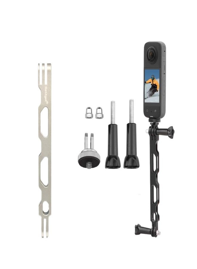 GetZget حامل برغي قضيب تمديد من الألومنيوم من GetZget® متوافق مع كاميرات الحركة Insta360 One X5/ X4/ X3/ X2/ X و DJI osmo 360 و Pocket 3/2/ 1، ملحقات حامل خوذة الدراجة (فضي) - Image 1