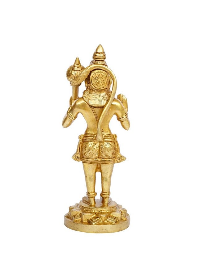 Kartique Brass Hanuman Idol Standing with Gada for Spiritual Home Decor in Gold Color Height 8 Inch - Image 4