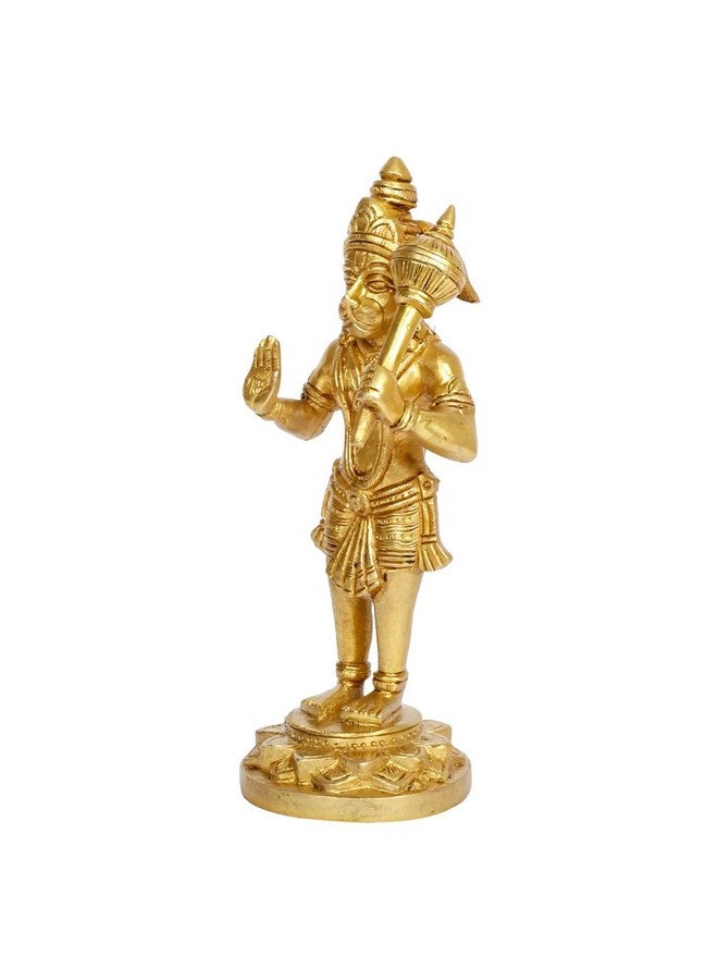 Kartique Brass Hanuman Idol Standing with Gada for Spiritual Home Decor in Gold Color Height 8 Inch - Image 3