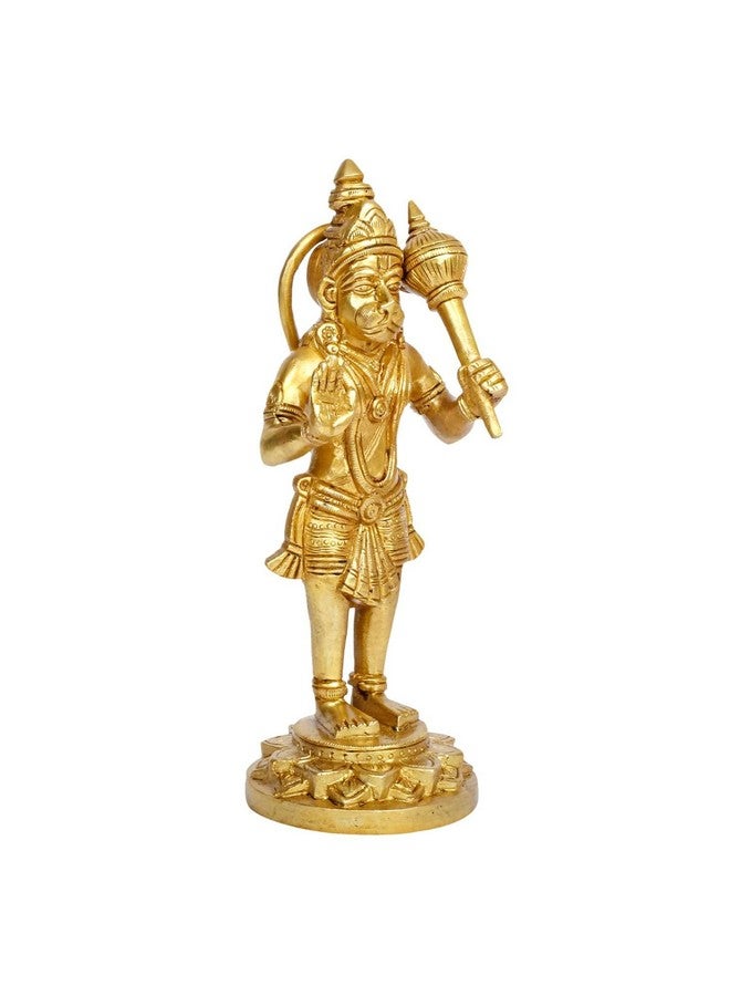 Kartique Brass Hanuman Idol Standing with Gada for Spiritual Home Decor in Gold Color Height 8 Inch - Image 2