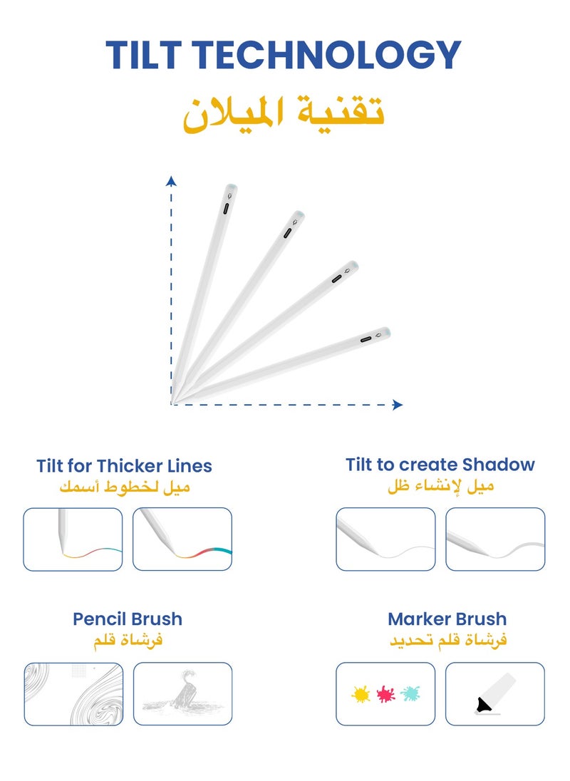 TinyMoose Stylus Pen Pencil Pro 2 Updated with Gestures / On-Screen Battery Indicator / Fast Charging / Palm Rejection For Apple iPad 2018 and Later - Alpine White  - Image 4