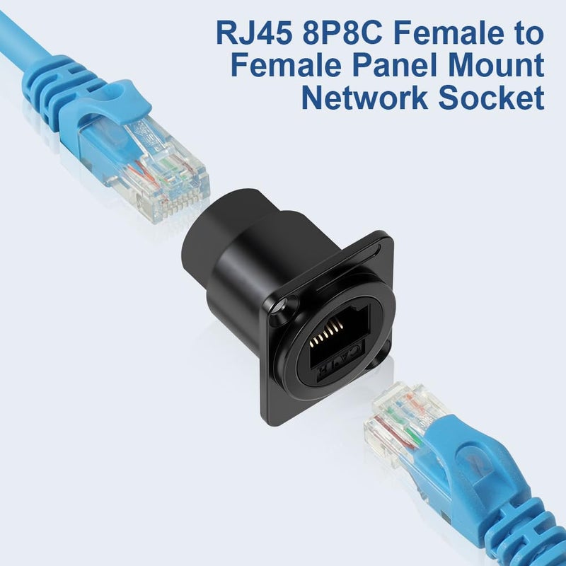 OFFCUP RJ45 CAT6 Panel Mount Connector, 5Pcs Recessed Plug, Pass-Through Connector, Female-Female, Compatible Cat6A/CAT6/CAT5E - Image 5